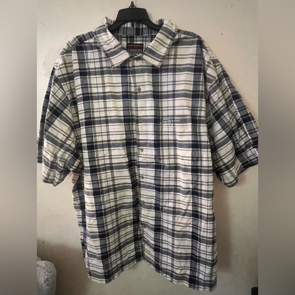 FUBU Navy and White Checkered Shirt